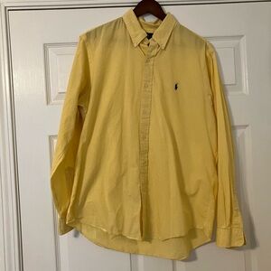 Ralph Lauren Yellow Casual Button Down Shirt Mens Large 100% Cotton